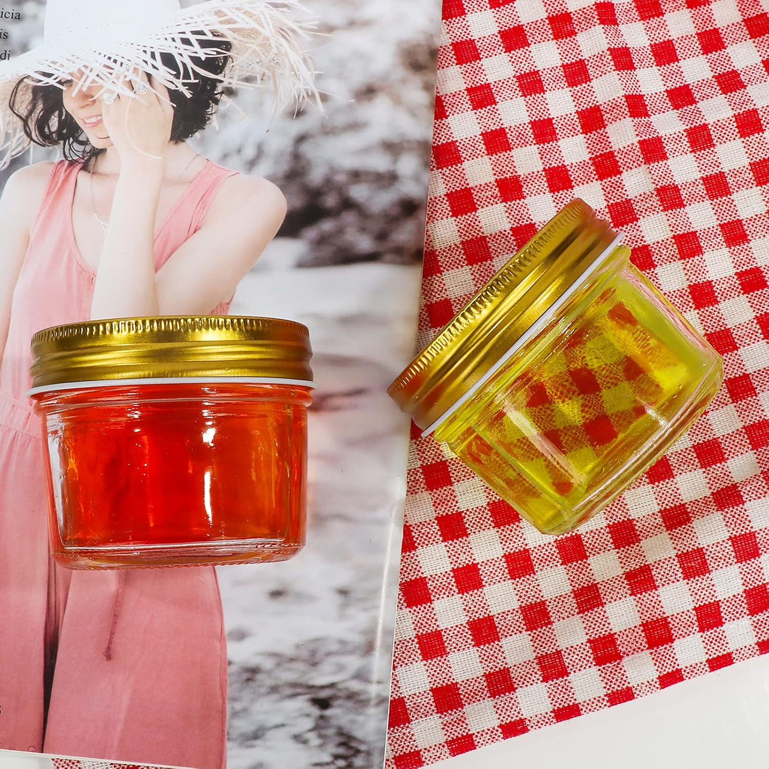 4 oz Clear Glass Jars with Metal Golden Lids, Pack of 40, 100ml