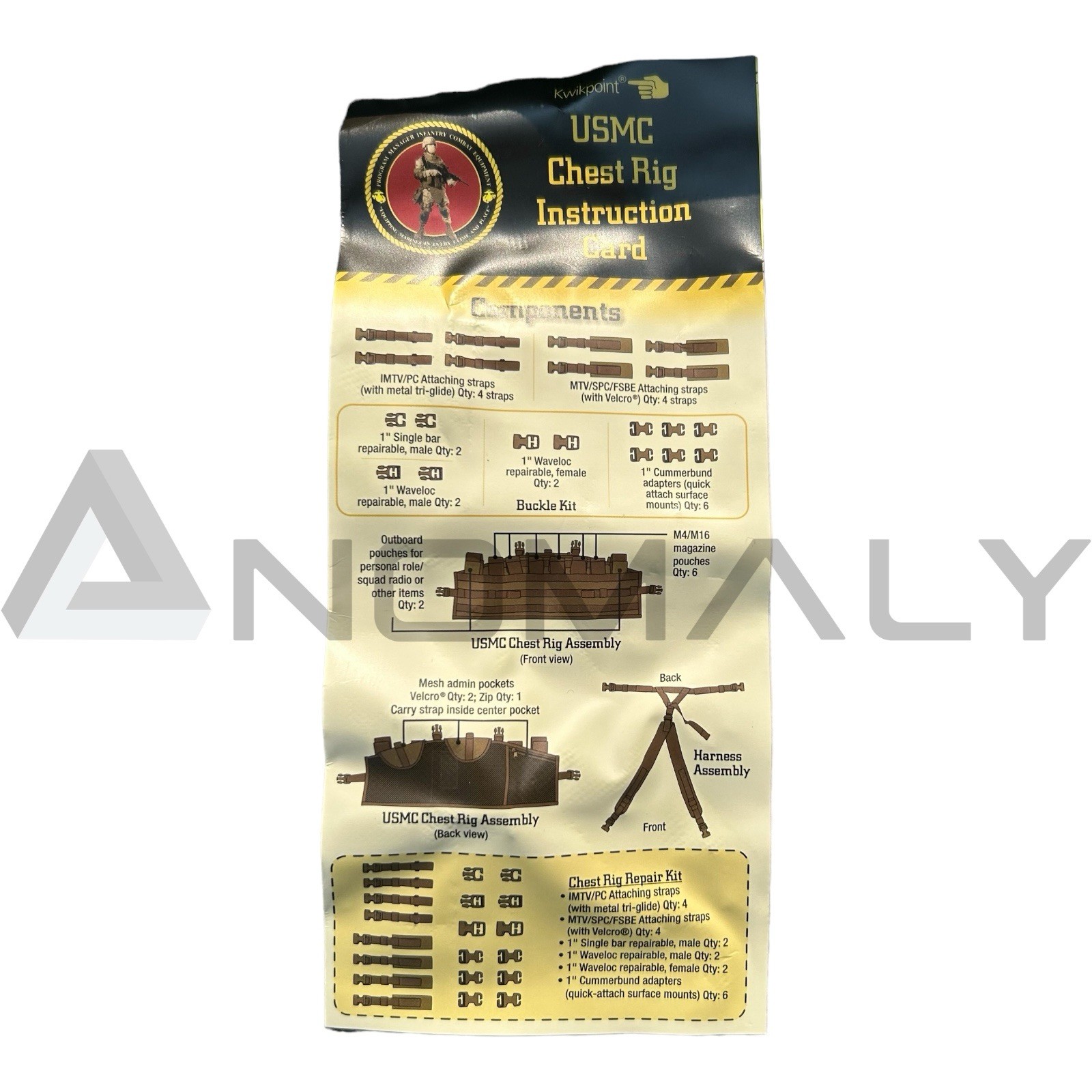 USMC Chest Rig, Tactical Assault Panel TAP Vest Ibiley W/ Repair Kit, Coyote NEW