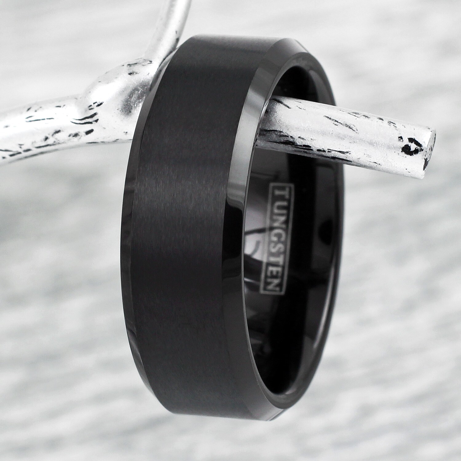 6/8mm Black Tungsten Carbide Brushed Comfort Fit Wedding Band Ring Men's-Women's