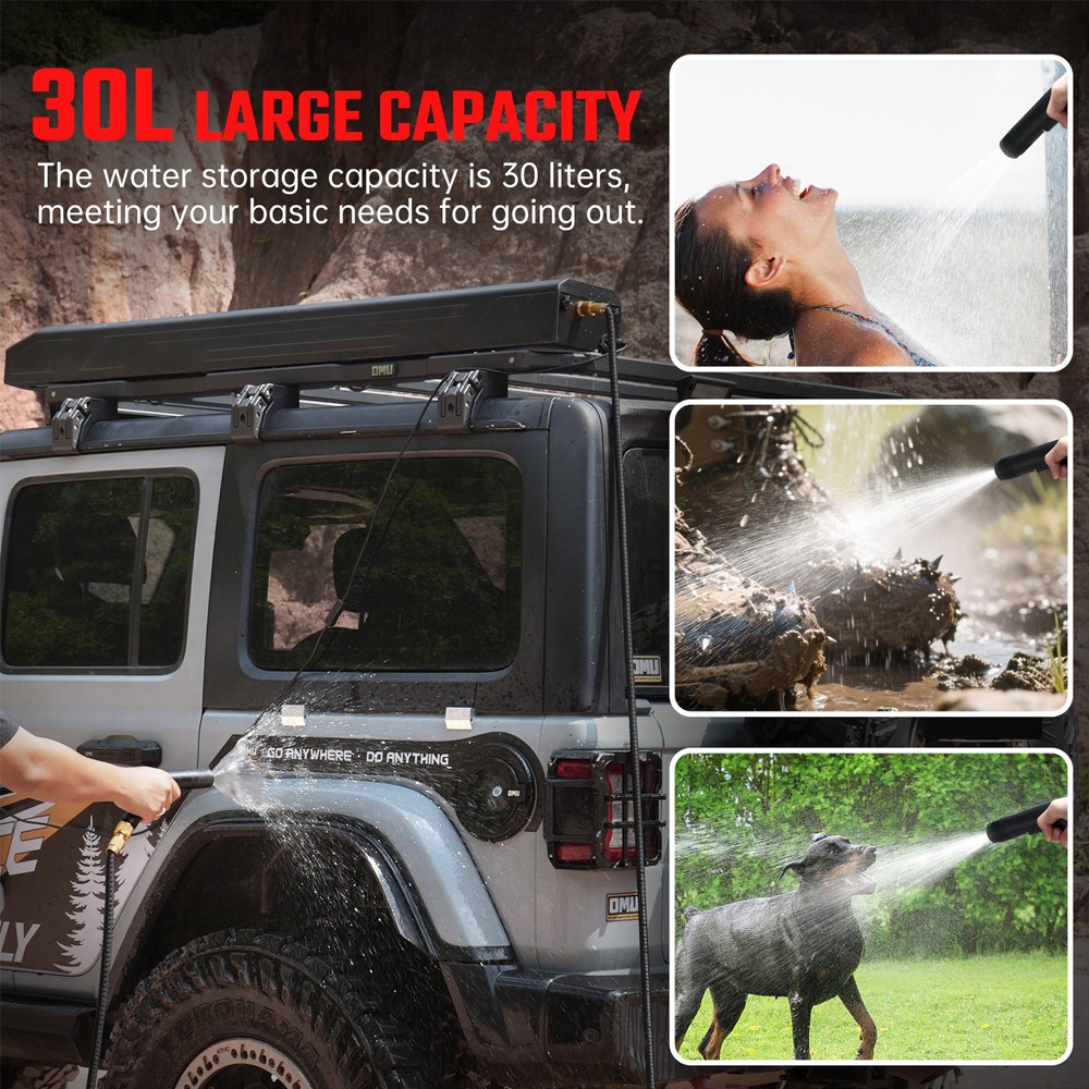 30L Pressurized Car Roof Water Storage Tank Mounted for Camping/Outdoor/Bathing