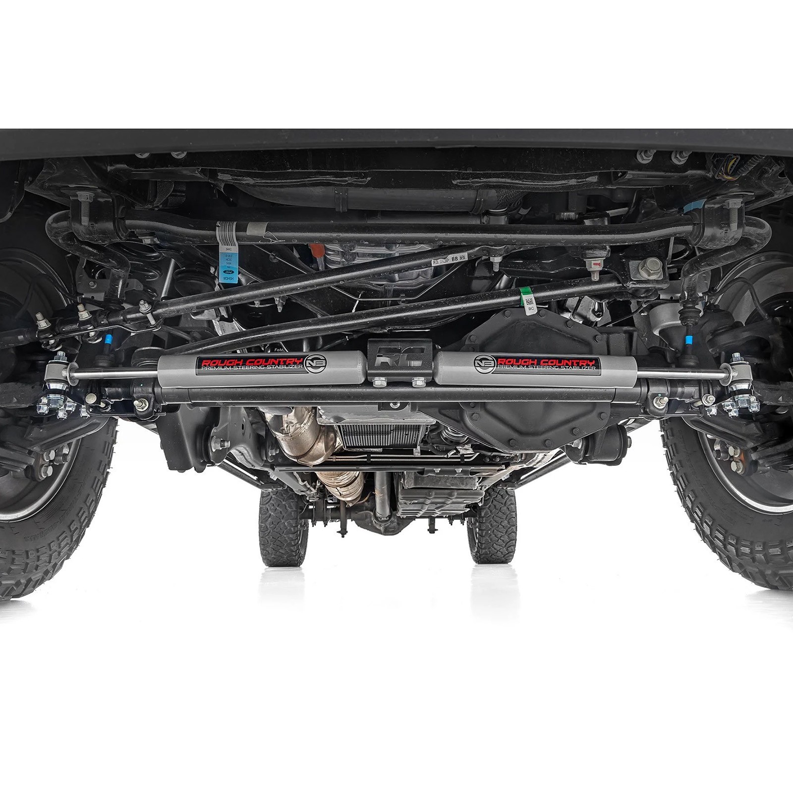 Rough Country N3 Dual Steering Stabilizer for Ford F-250 F-350 4WD w/ 2-8" Lift