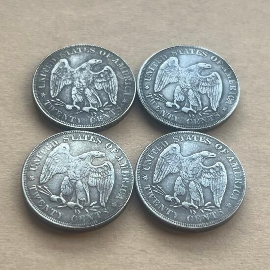 Lot of 4 1875-1878 Twenty-Cent Piece Silver Coin Seated Liberty