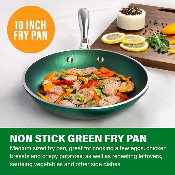 Granitestone Emerald 10" Premium Nonstick Coating Fry Pan with Stay Cool Handle