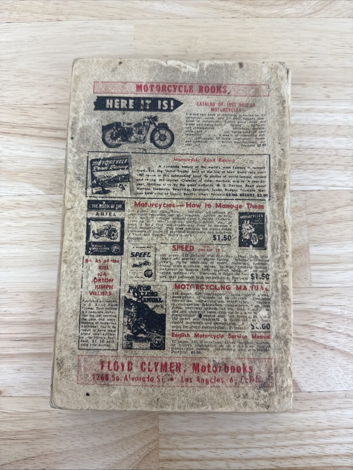 Vintage 1951 Triumph Motorcycle Owner's Handbook Floyd Clymer