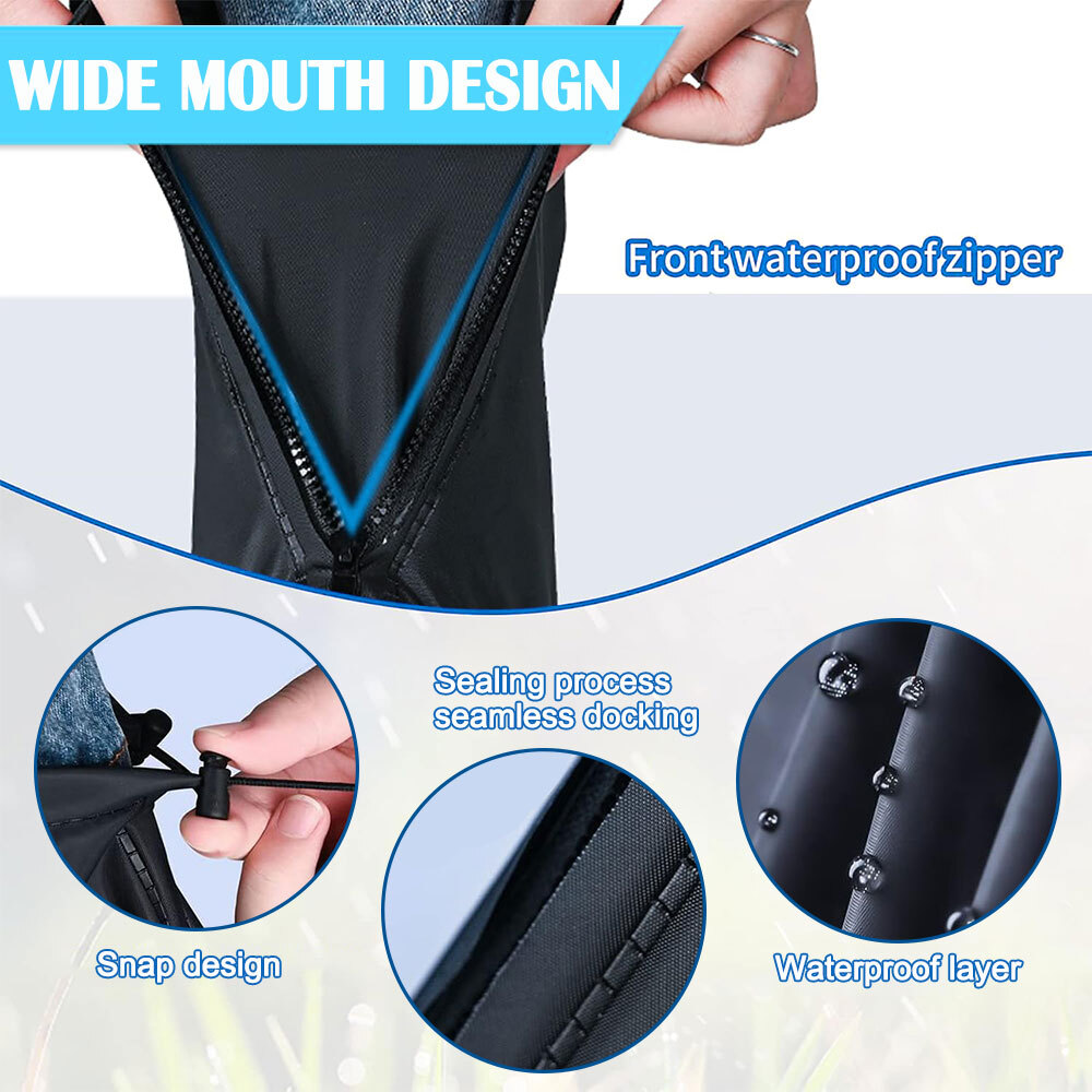 Reusable Rain Shoe Covers Waterproof Zipper Overshoes Boots Anti-Slip Protector