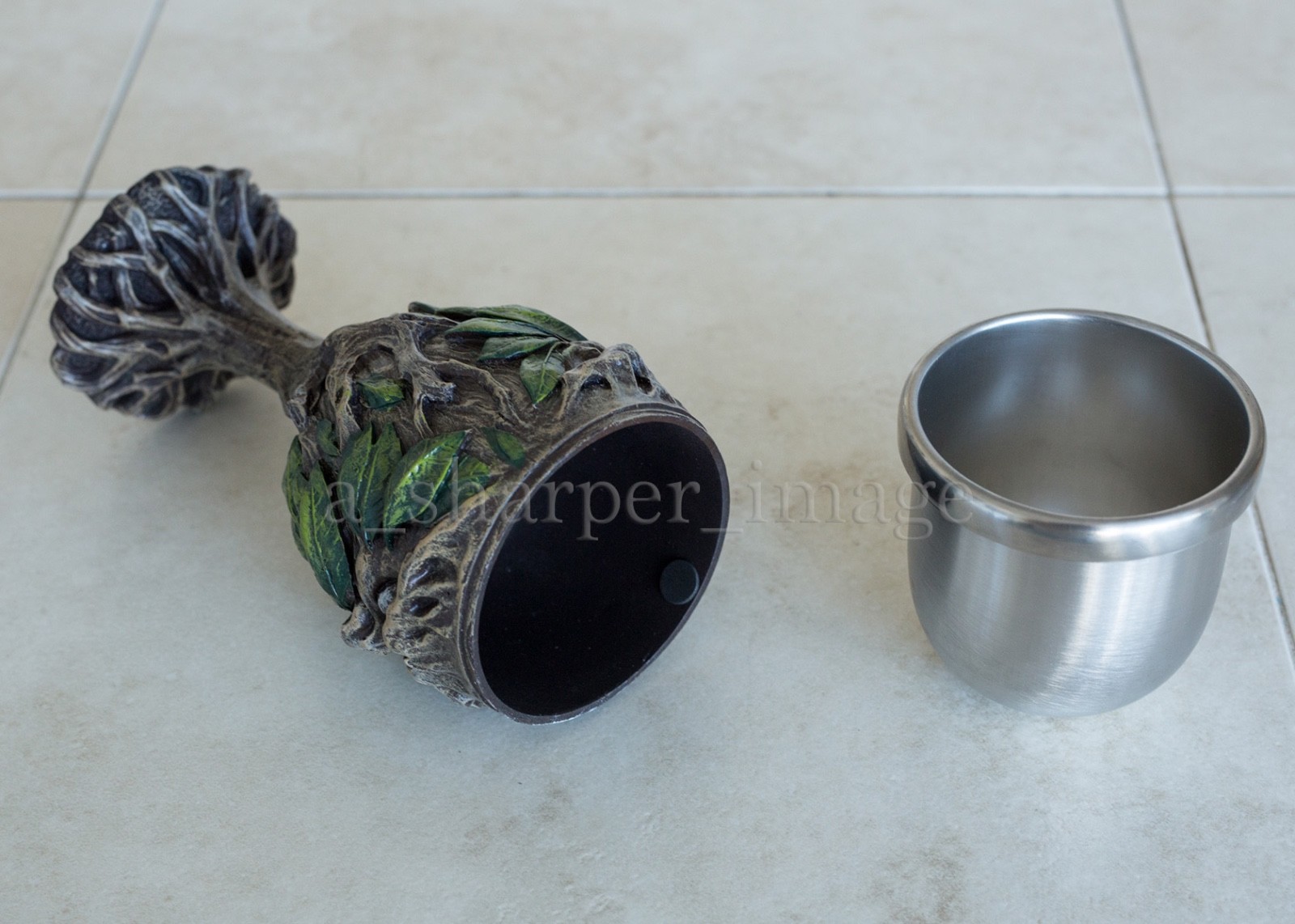 Greenman Wood Spirit 7" Goblet Chalice Hand Painted Fantasy Nature...Beautiful!