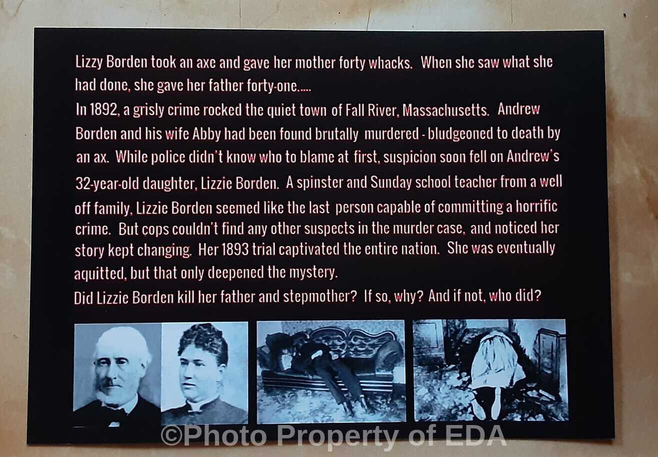 LIZZIE BORDEN HOUSE Wood Relic Certificate Authenticity Ax Murder Haunted Relic