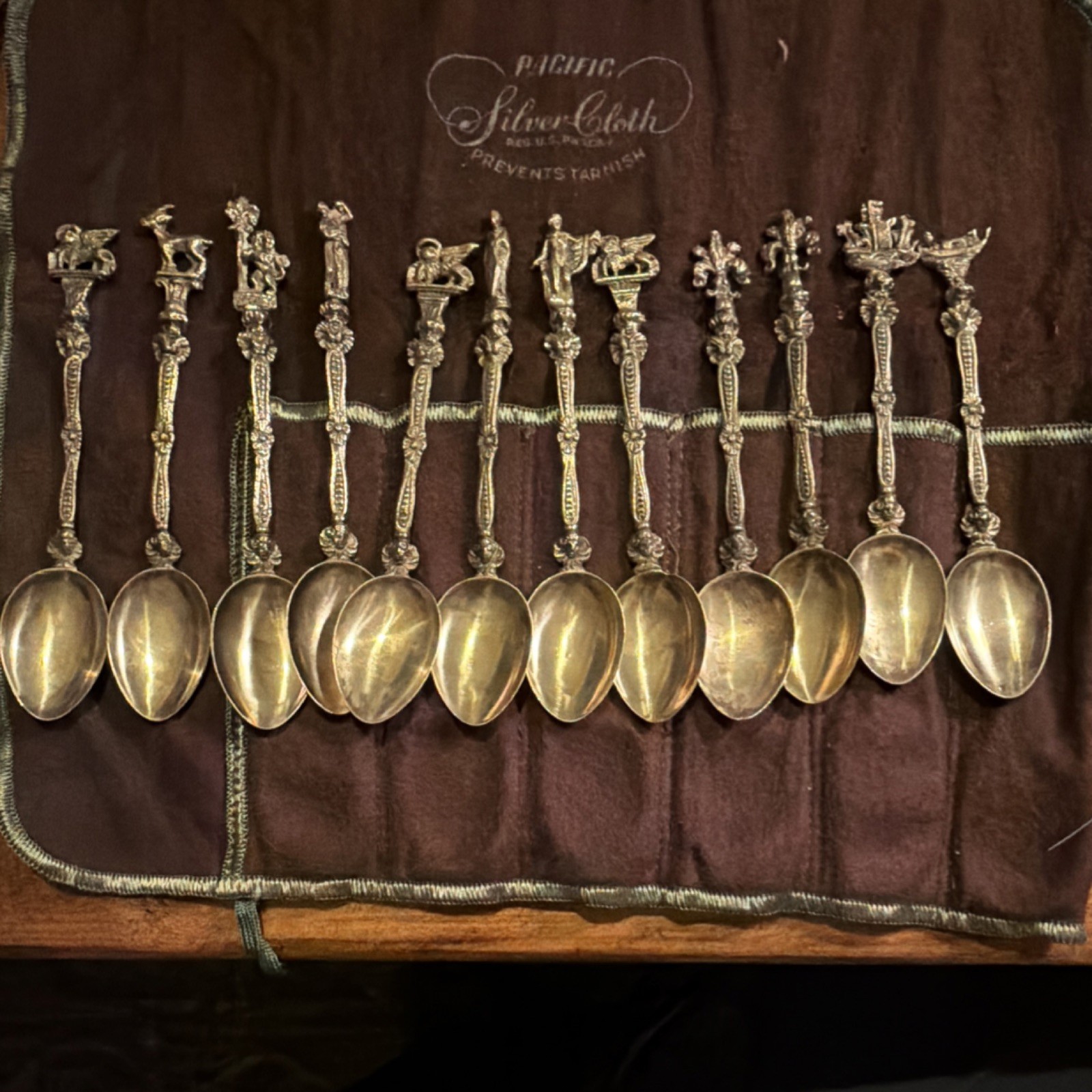 Set of 12 Antique vintage Italian demitasse spoons.