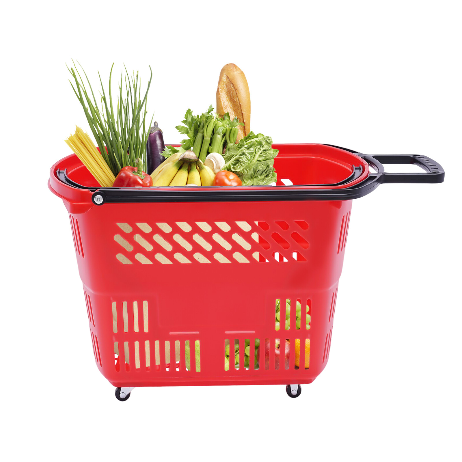 Trolley Rolling Shopping Baskets 6 pcs Plastic 35L with Handles Shopping Carts