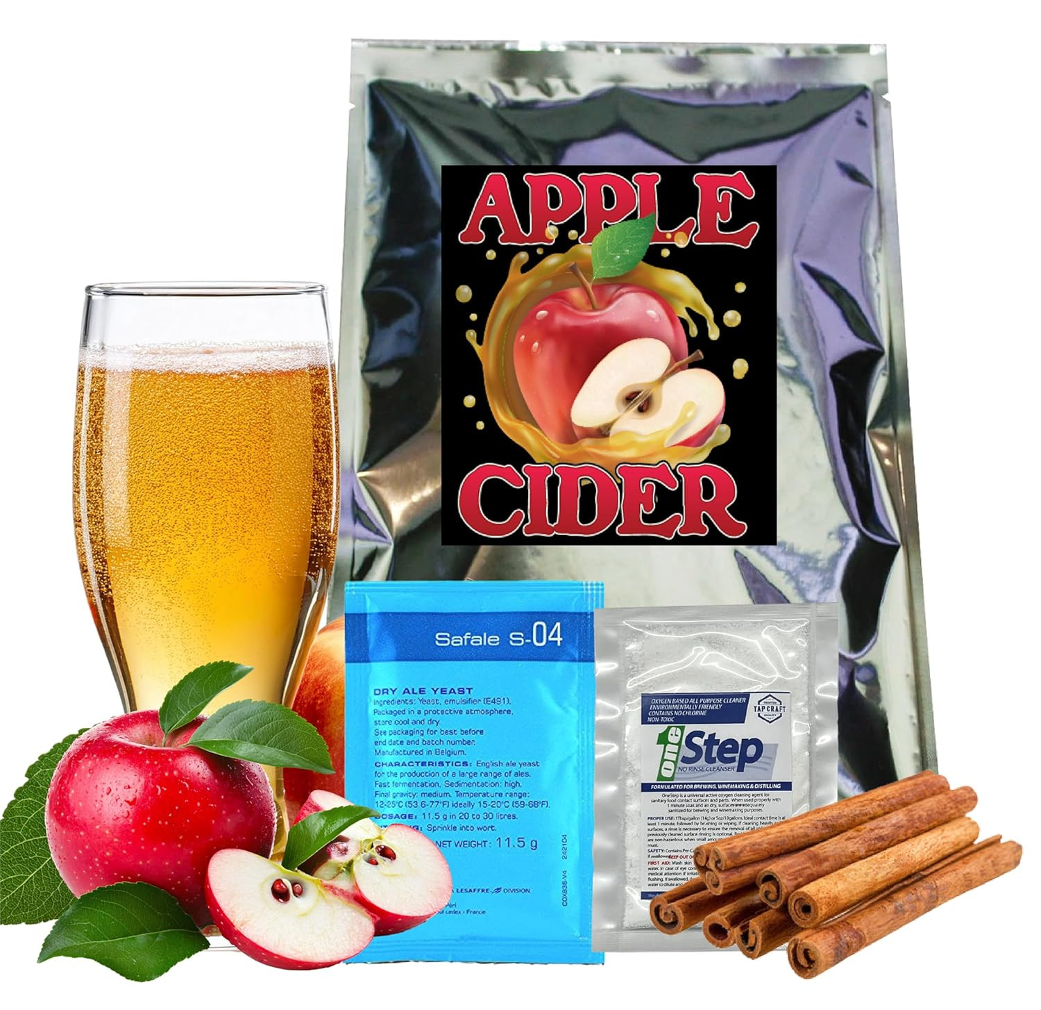 Apple Cinnamon Hard Cider Kit – 5 Gallon Batch – 100% Apple Juice Concentrate