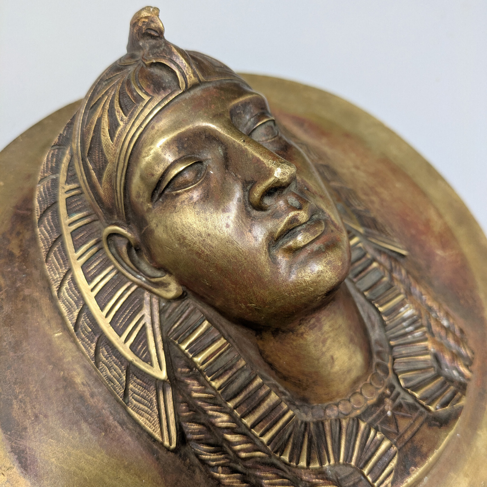 P.E. Guerin NY Egyptian Pharaoh Bust Brass Wall Plaque 7” Egypt