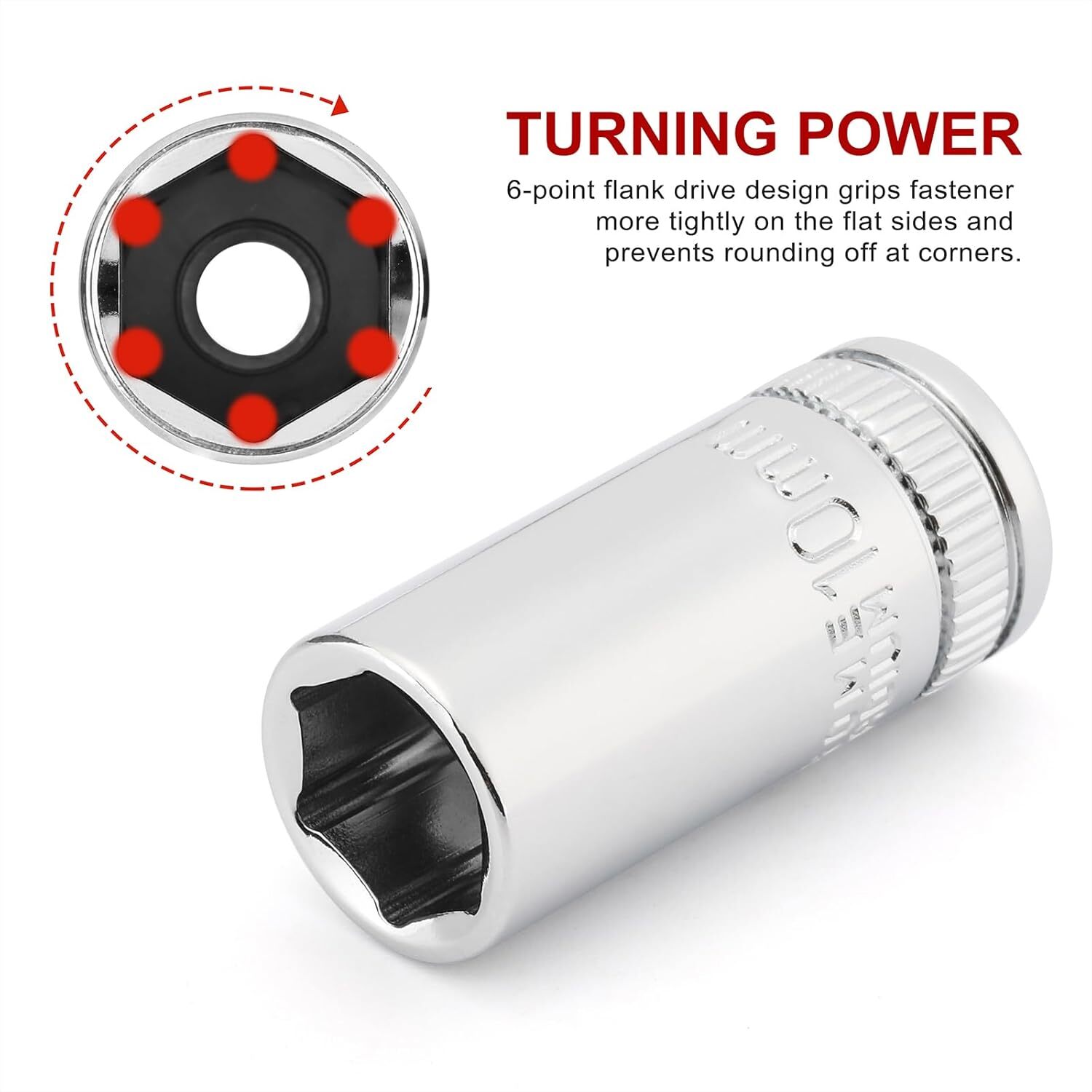 13PCS 1/4"Drive Mid-Length Socket Set, 6-Point Mirror Chrome Metric 4mm to 15mm