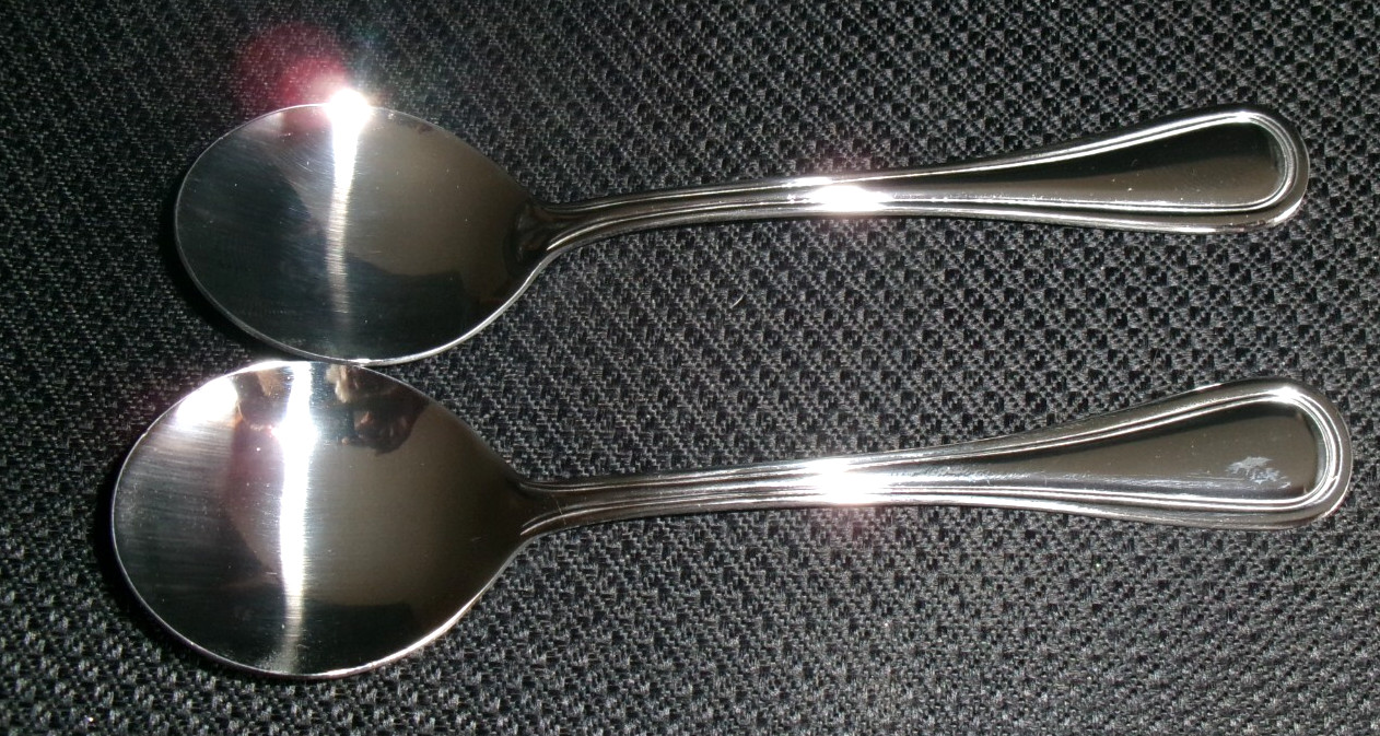 New 2 Walco Pacific Rim /Lisbon ? Stainless Steel Flatware 18/10 Soup Spoons OF8
