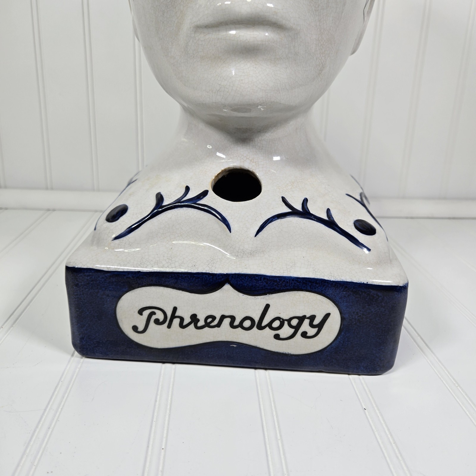 Phrenology Bust Table Head Statue 13” Ceramic Vintage Porcelain Pseudoscience