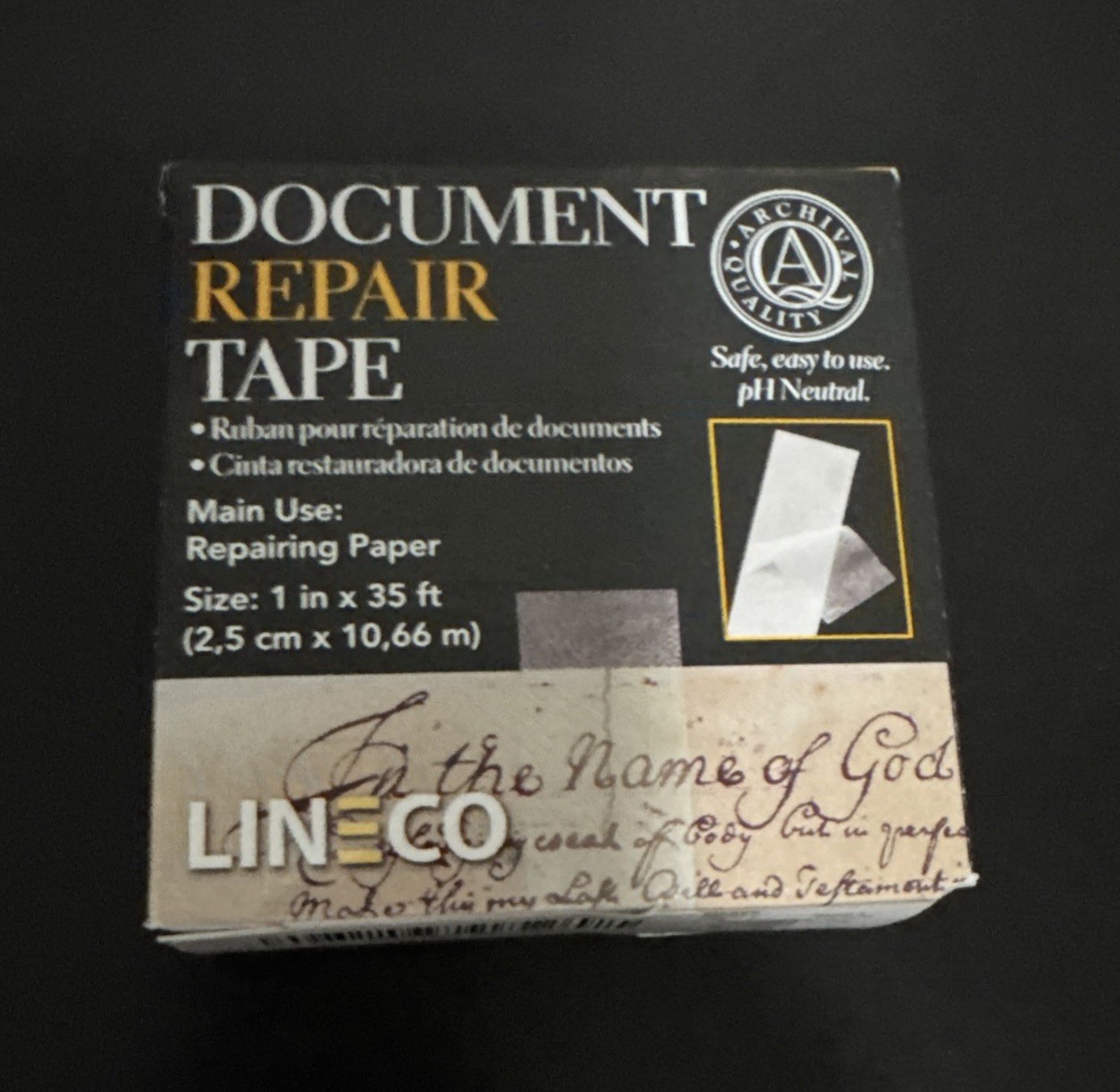 Lineco Archival Document Repair Tape Repairing Paper 1in x 35ft NIB