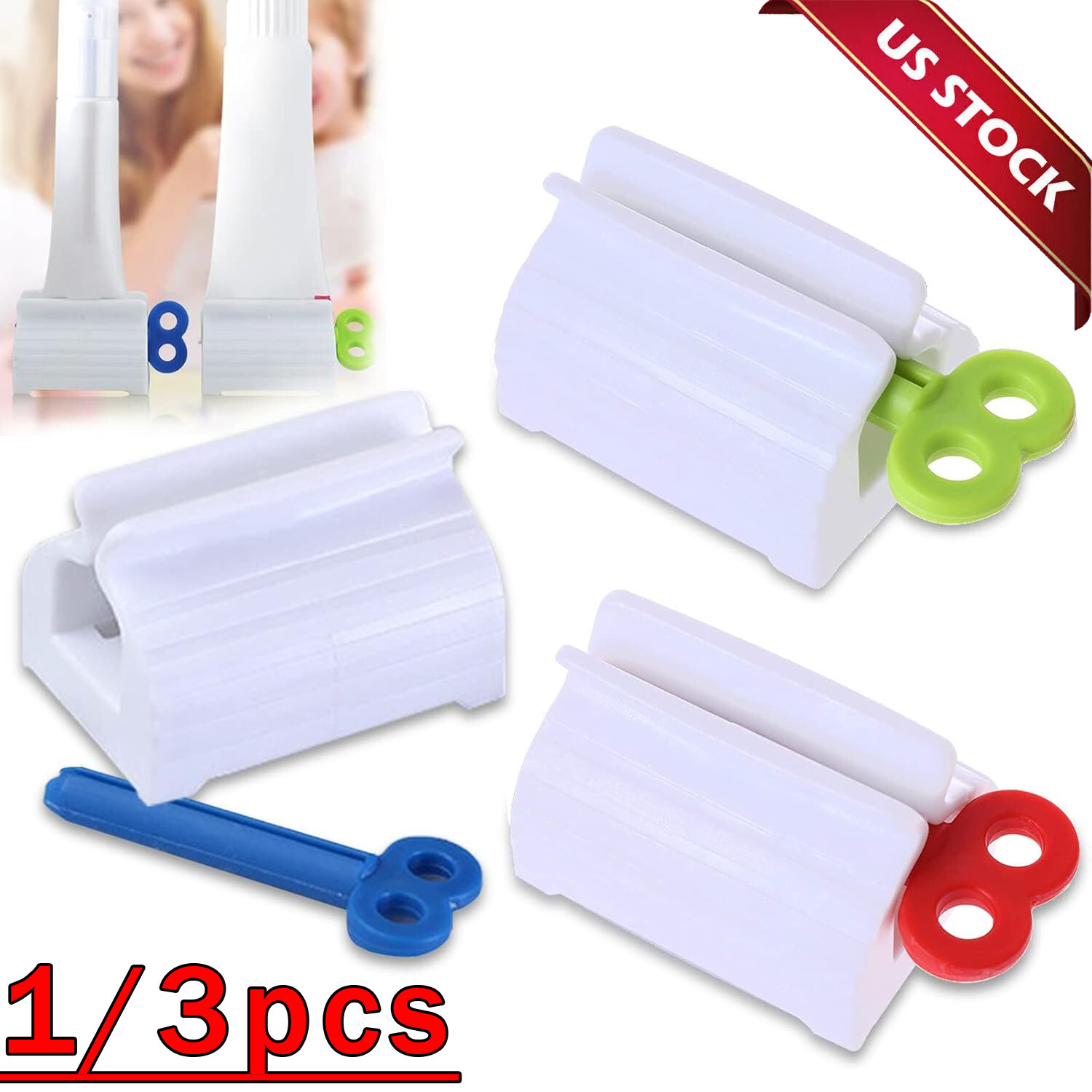3Pcs Rolling Tube Toothpaste Squeezer Manual Dispenser Seat Holder Home Bathroom