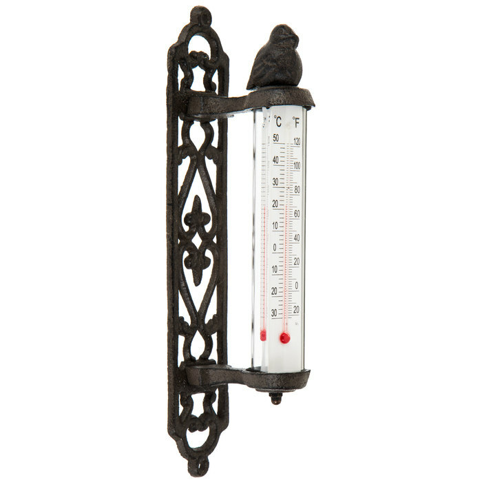 Metal Cast Iron Thermometer Bird Wall Indoor Outdoor Farmhouse Garden Decor NEW