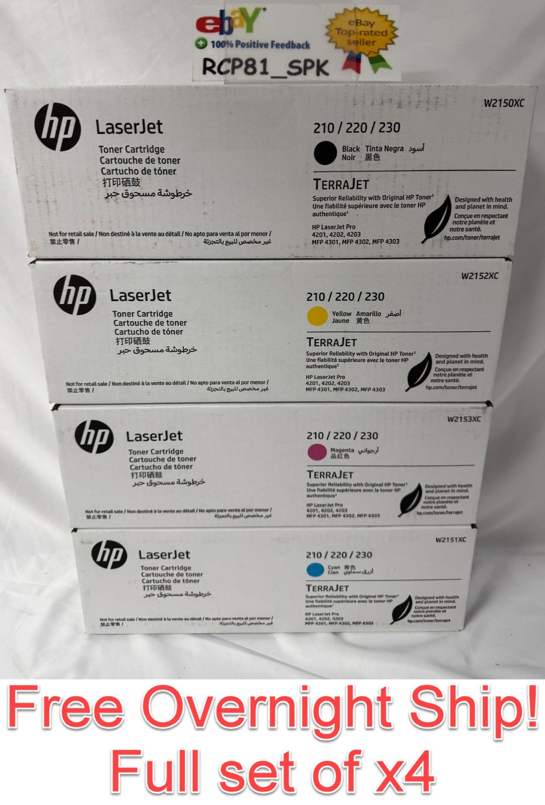 Genuine HP 4 Toner Set Of  W2150XC, W2151XC, W2152XC, W2153XC | Free 1 day Ship!