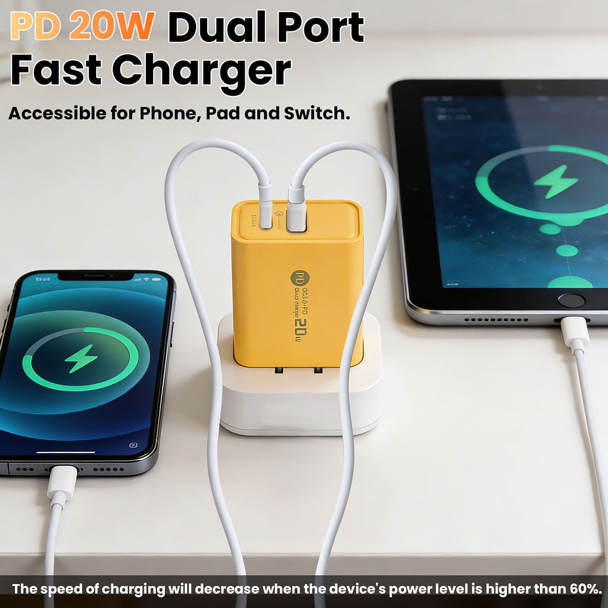 20W Fast Charger Block USB+Type C Wall Power Adapter For iPhone 16e 15 14 13