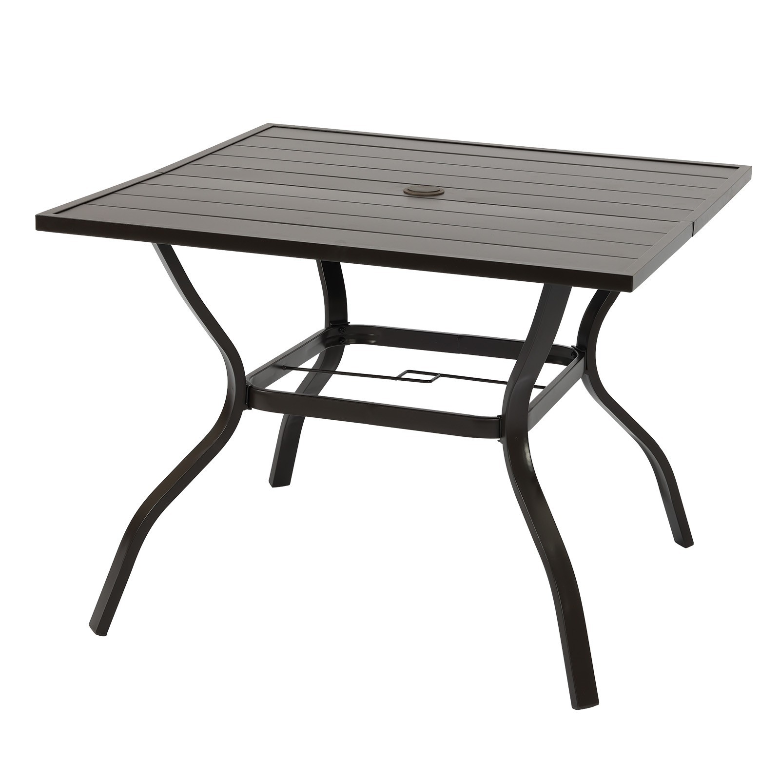 38" Square Metal Patio Table Outdoor Dining Table for 4 with 1.6" Umbrella Hole