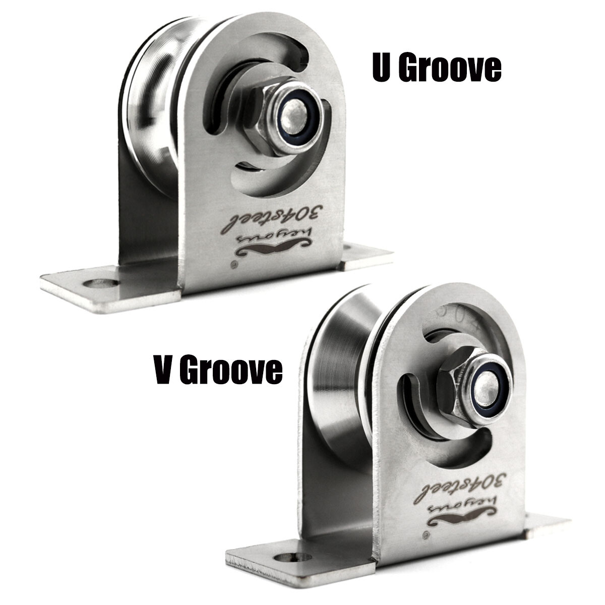 V/U Groove Wheel Pulley 304 Stainless Steel Silent Pulley Heavy Duty Caster