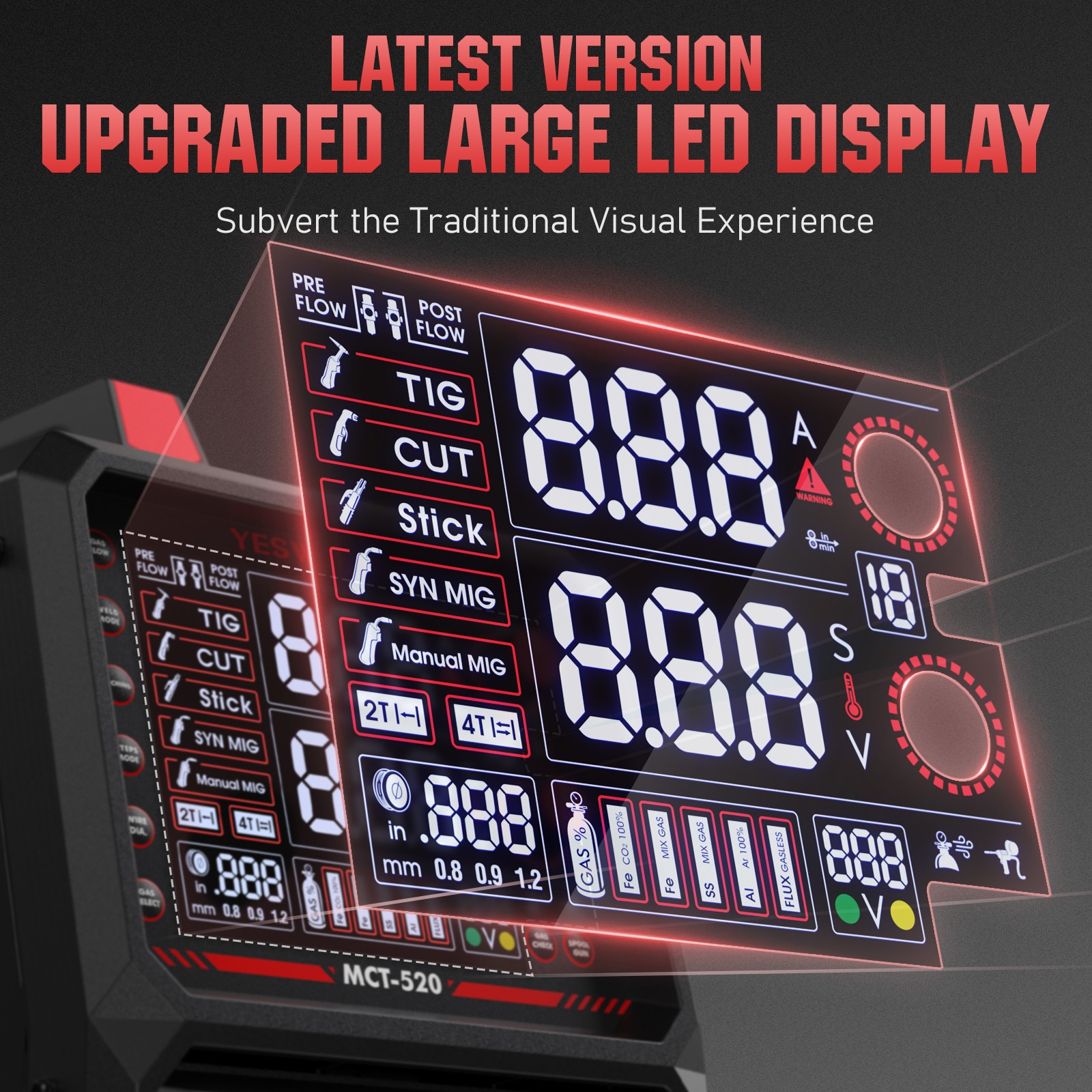 6-in-1 MIG Welder & Plasma Cutter, 200A MIG/TIG/Stick, 50A CUT, 110/220V