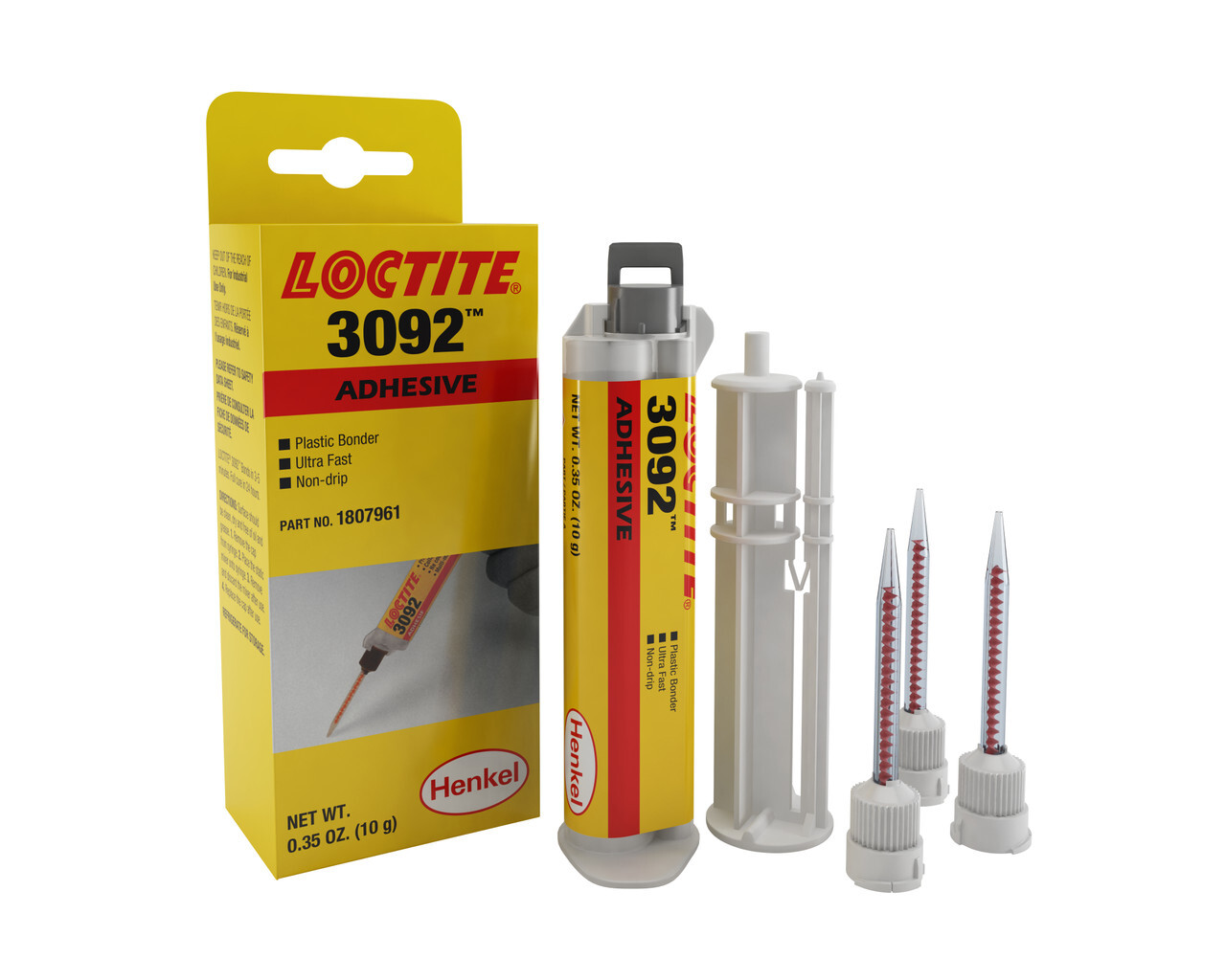 Loctite 3092 Adhesive Kit w/Syringe, 10 g Box, 1807961