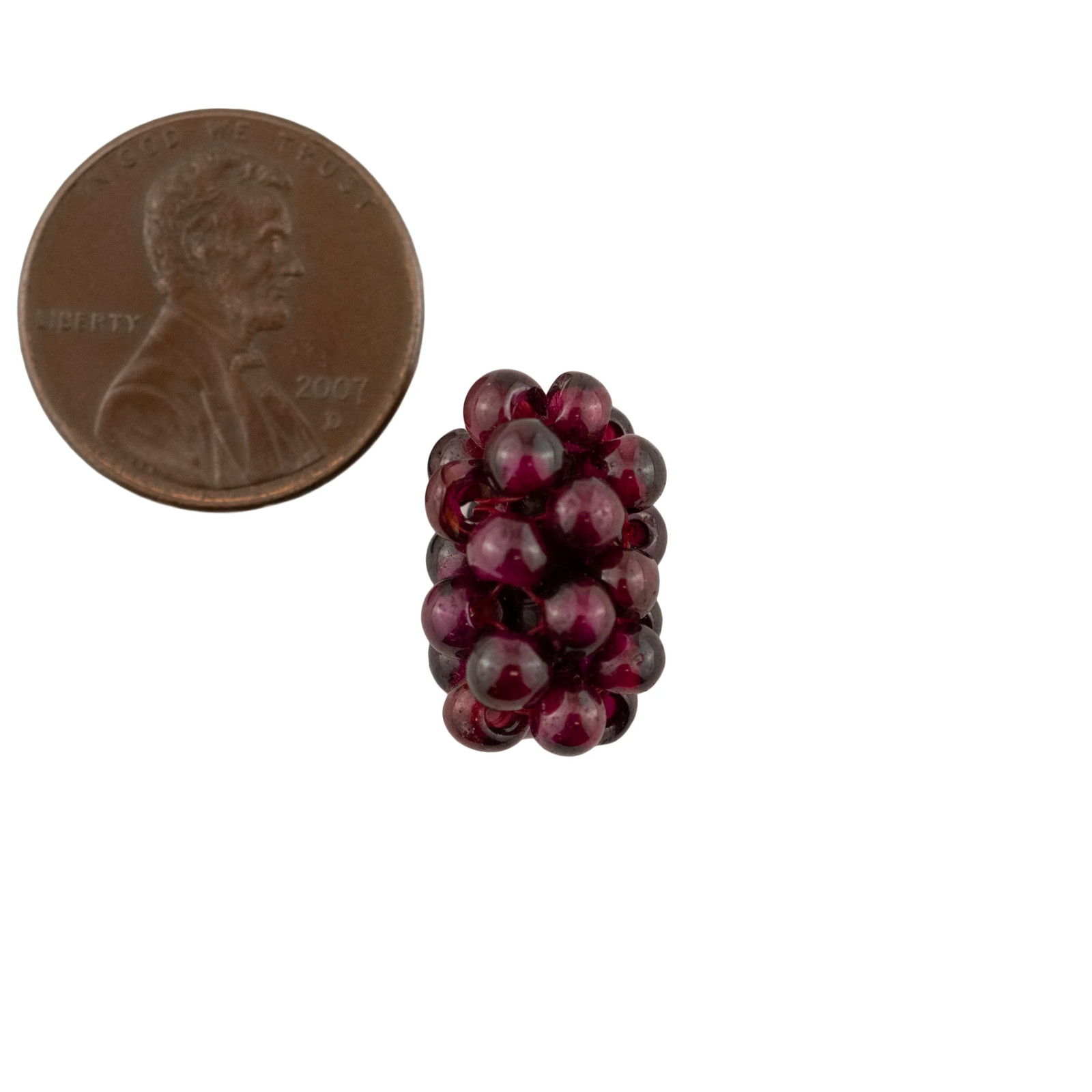 Vintage Garnet Crochet Bead 13x9mm, Single Bead Purple Unusual Stone