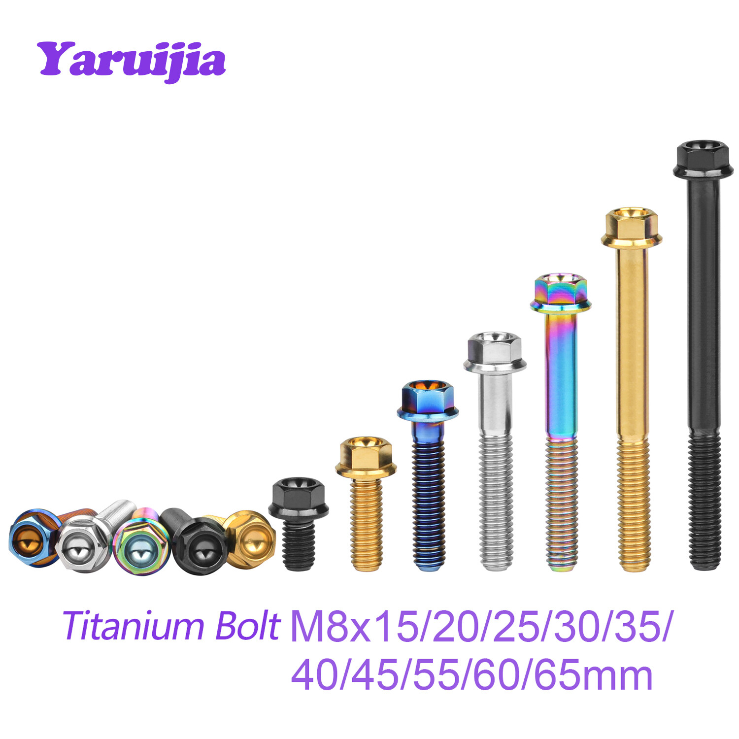 Titanium Bolt M8 Small Flange Head Hex Screws 15 20 25 30 35 40 45 50 55 60 65mm