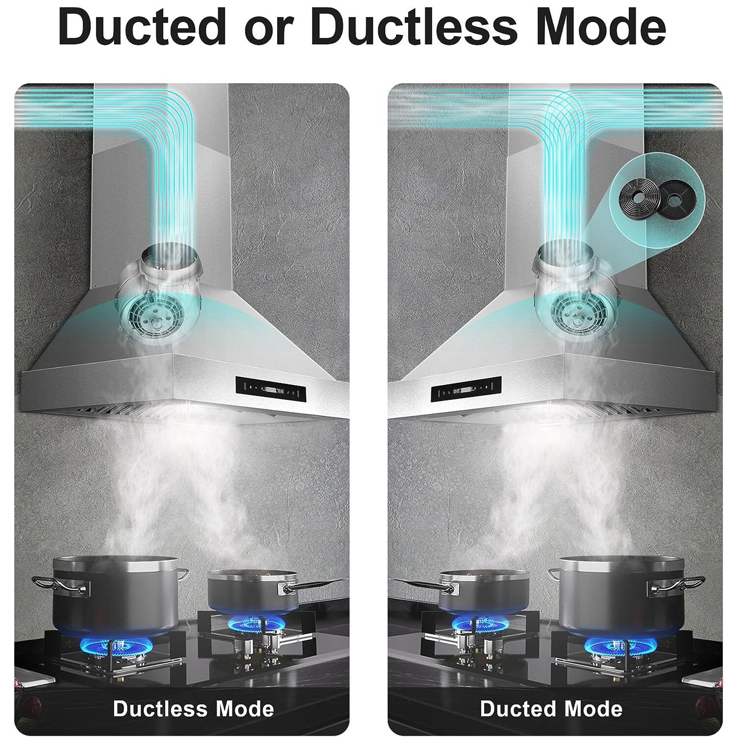 30inch Wall Mount Kitchen Range Hood Stainless Steel 900CFM 9Speed Touch Control