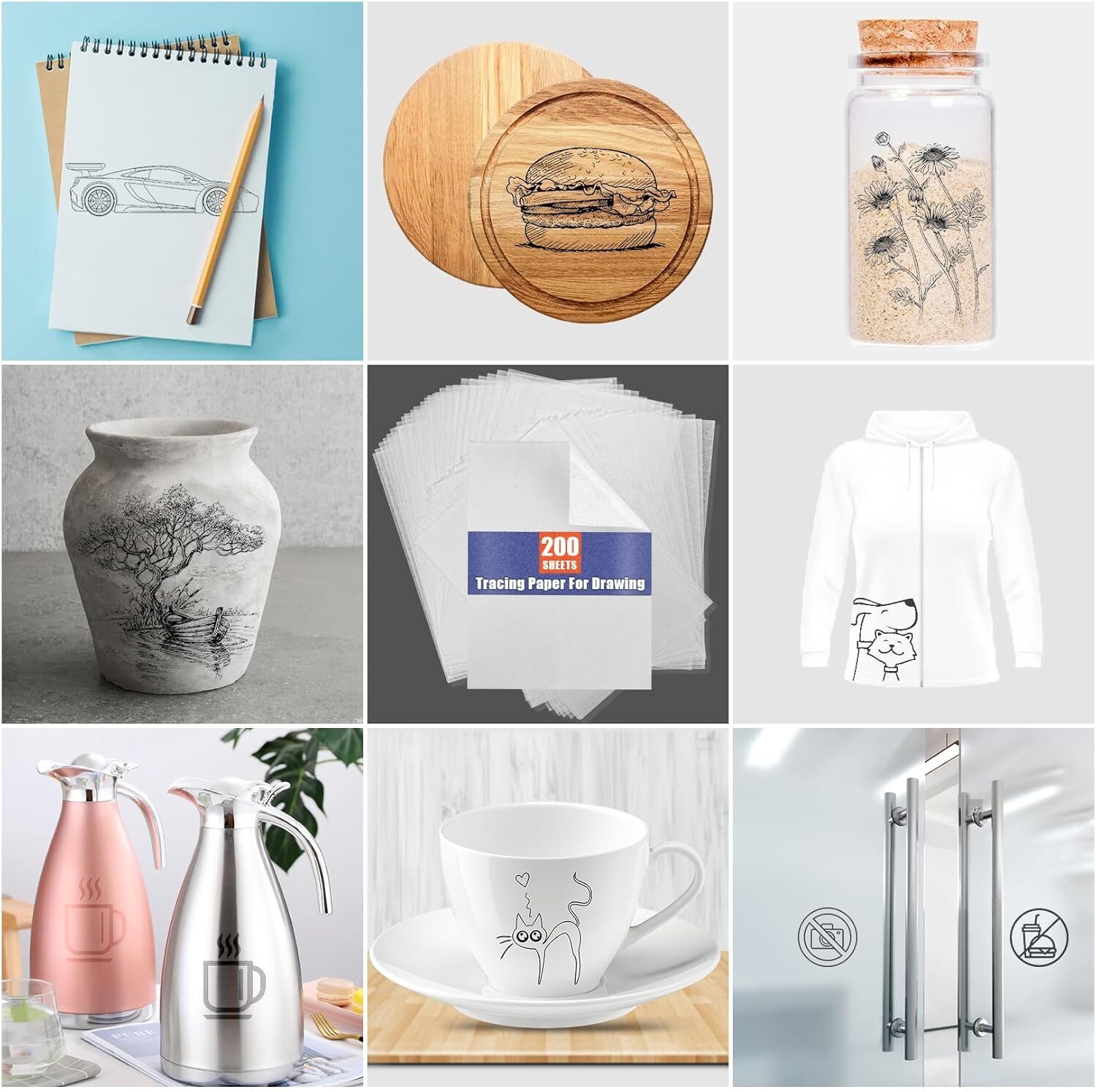 Tracing Paper for Drawing Trace Paper -200 Sheets White Translucent Traci