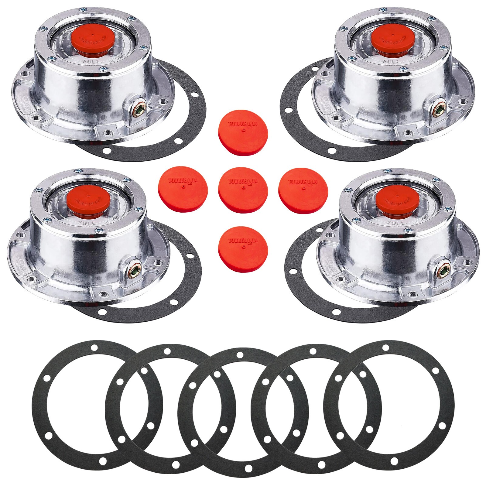 4 Pcs Aluminum Hub Cap Replaces 343-4009 with extra 5 Pcs Gaskets and 5 Pcs Rub