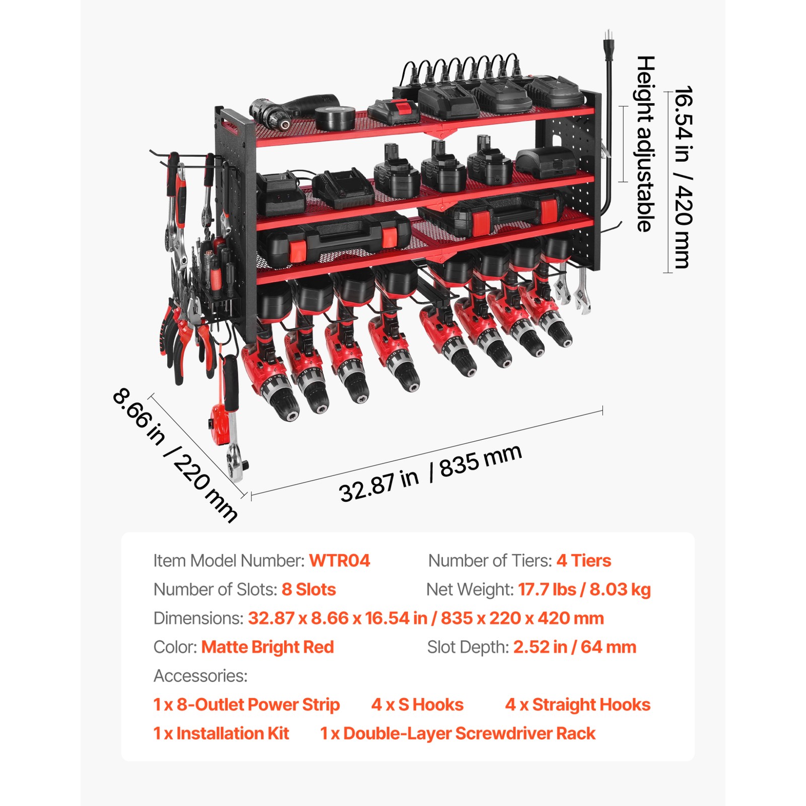 Uimoso 4-Layer Power Tool Organizer with Charging Station and Drill Storage