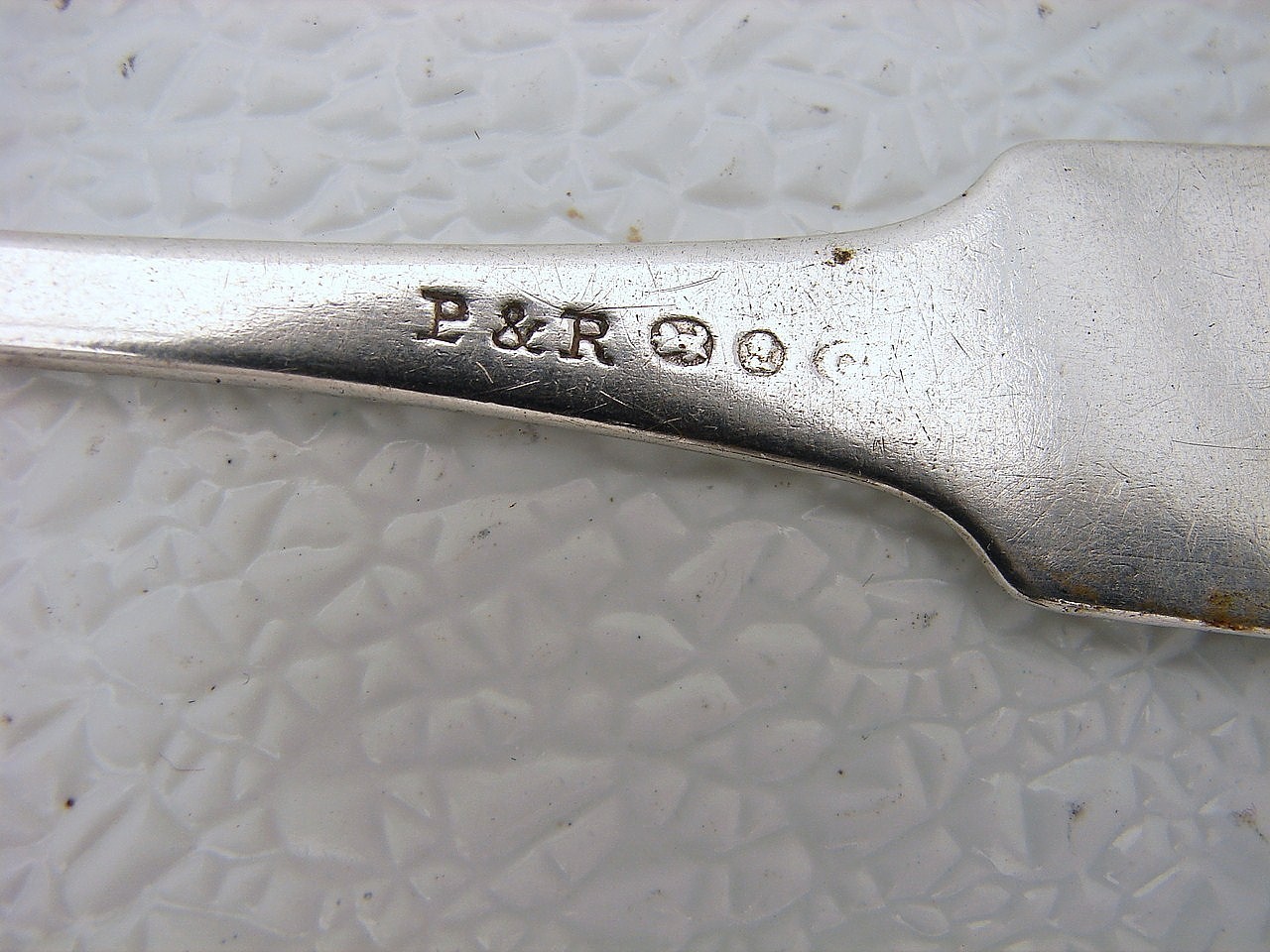 Early American Coin Silver Serving Fiddle End Spoon Early Hallmarked P&R