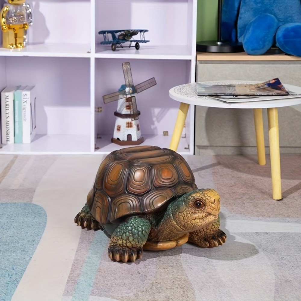 18in Garden Turtle Stool Simulated Animal Sculpture Art Decor Resin Garden Stool