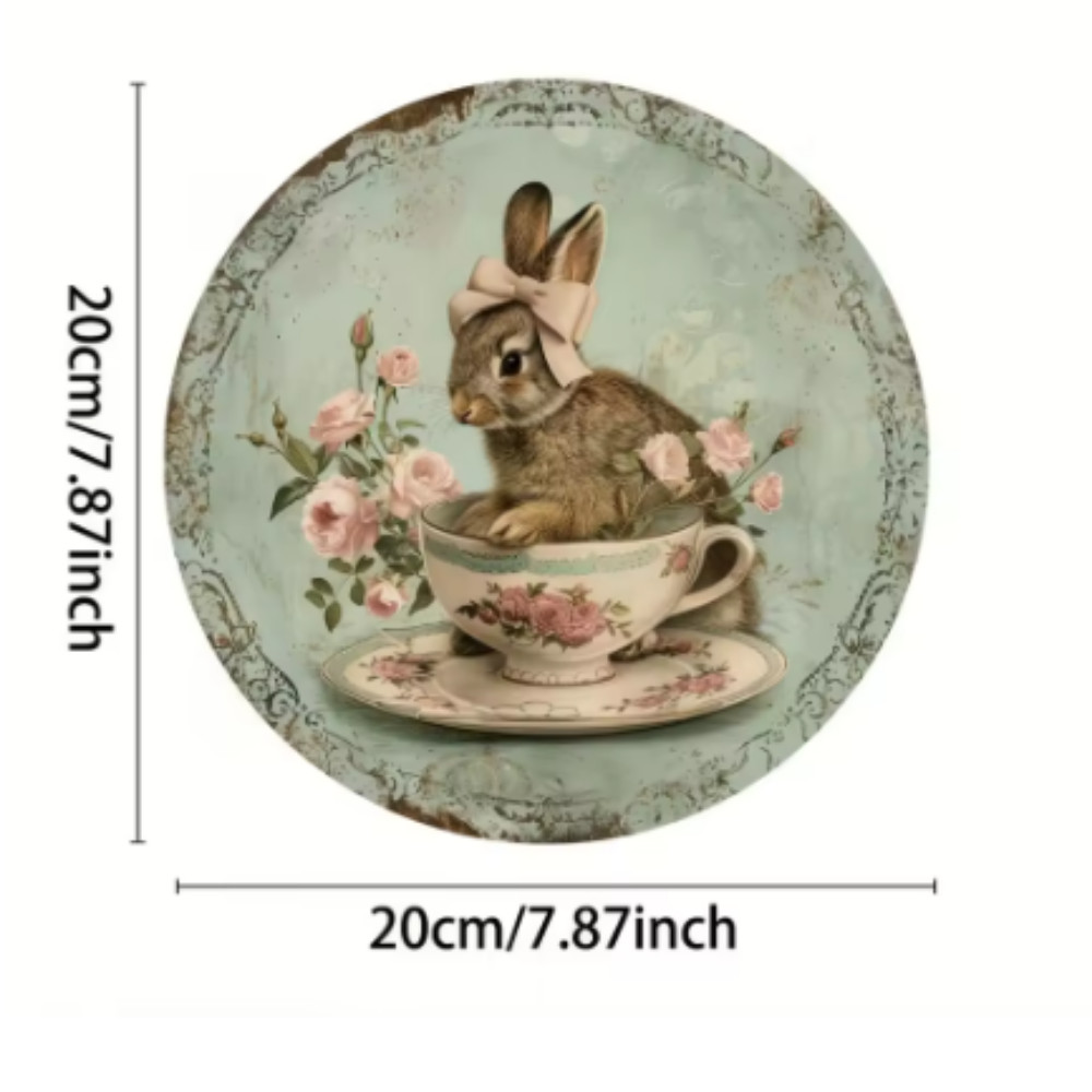 Easter Spring Bunny Happy Easter Wood Door Wall Sign Decor Rabbit Wooden Wreath