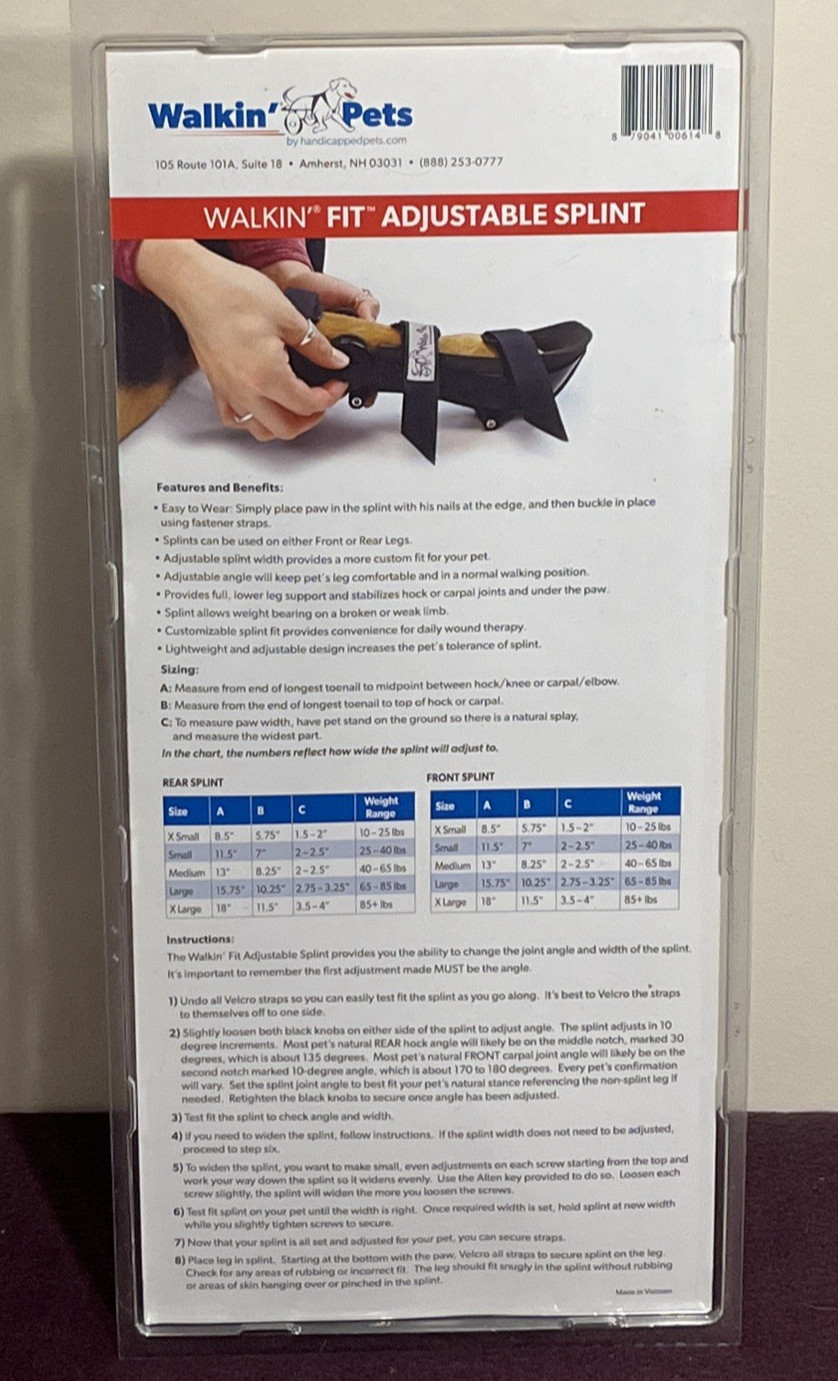 Walkin’ Pets Walkin’ Fit Adjustable Splint Extra Large Dogs