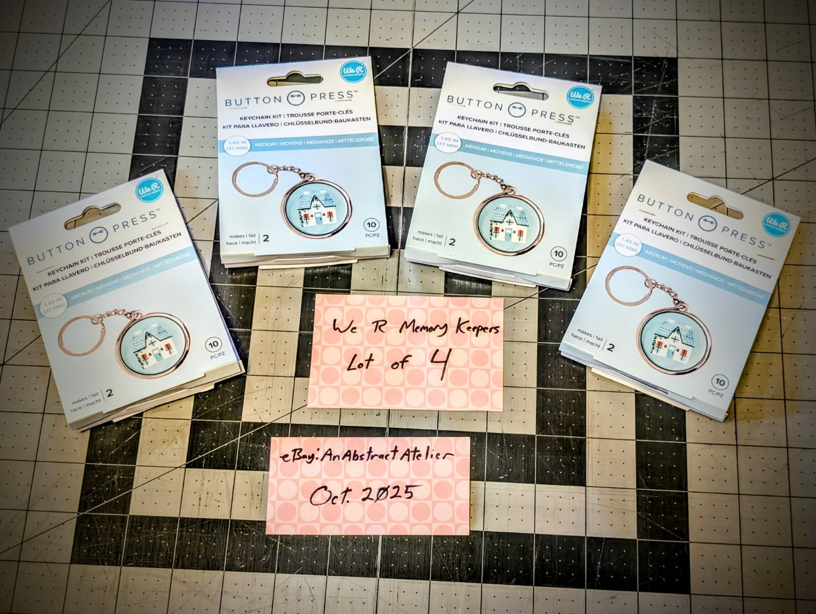 We R Memory Keepers Button Press Keychain Kit-Makes 2 - Lot of FOUR Pkgs Total