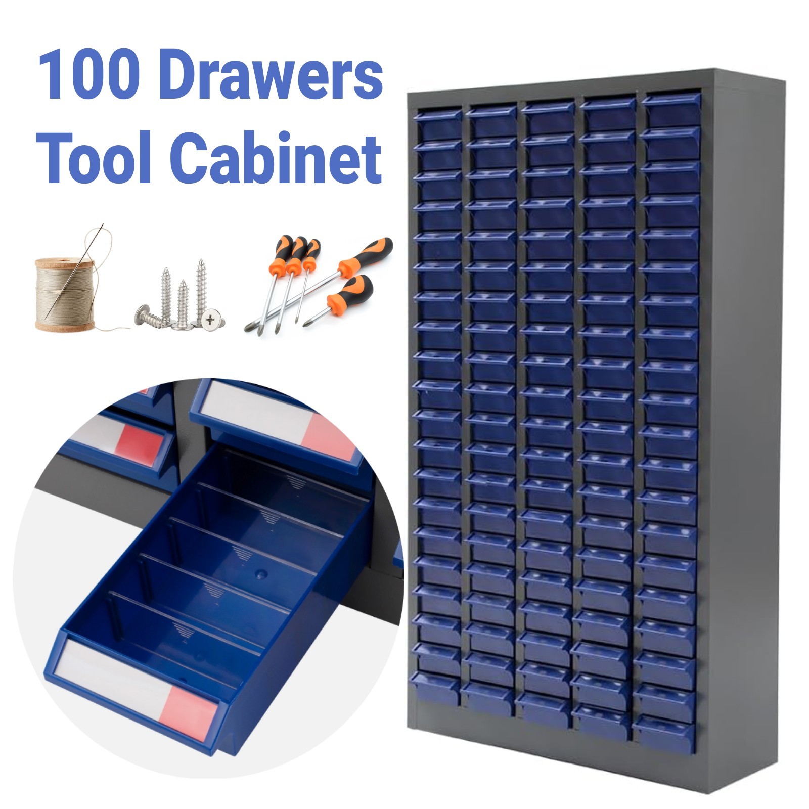100 Drawers Parts Cabinet, Bolt & Nut Storage Hardware Tool Organization Shelves