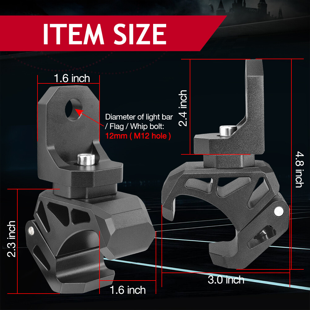 For CFMOTO UFORCE 600 1000 UTV Whip Light Mount Clamp Bracket Pro-fit Cage 1PC