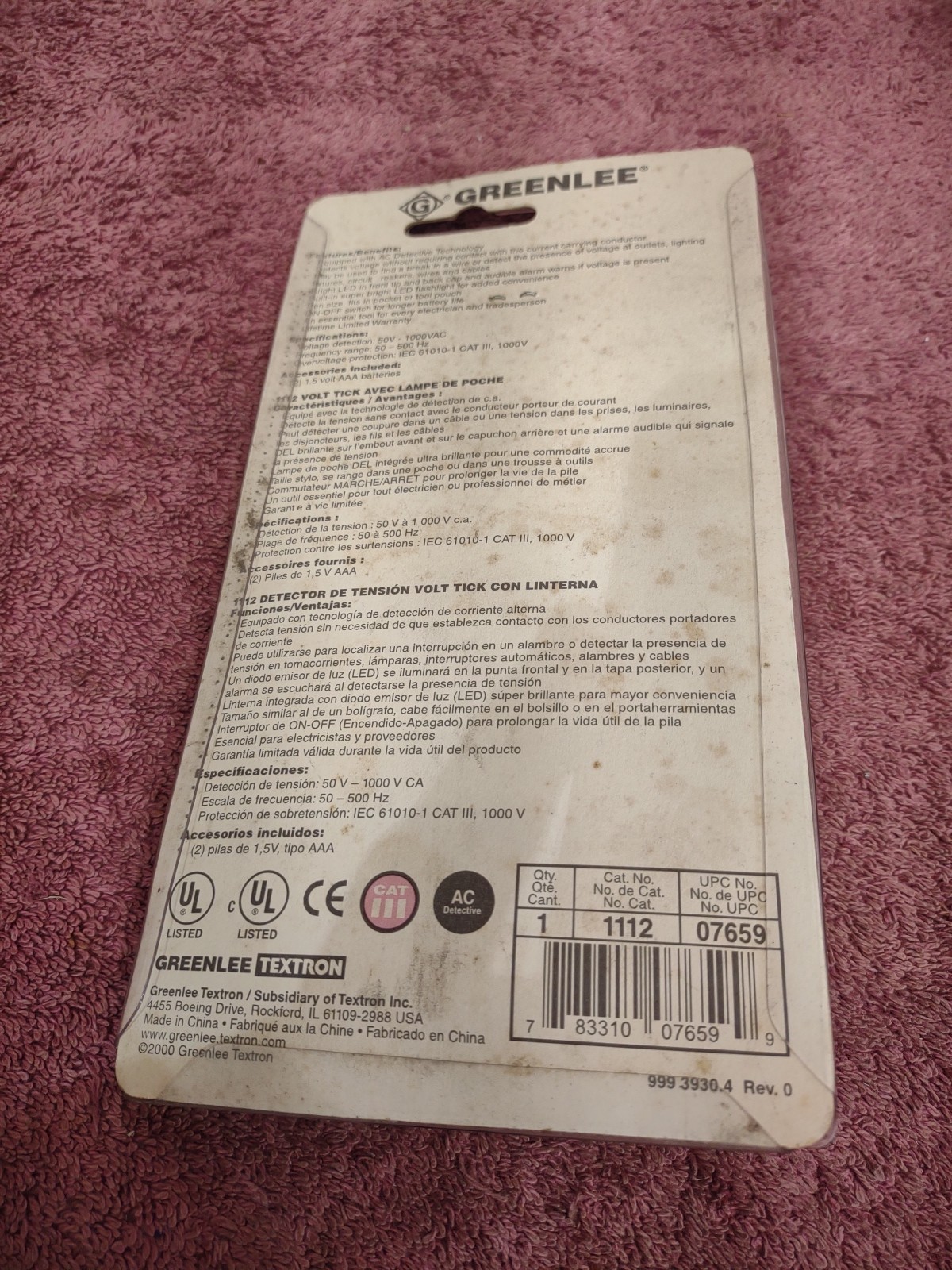 GreenLee #1112 No-Contact Voltage Detector w/ Flashlight Tick Tester