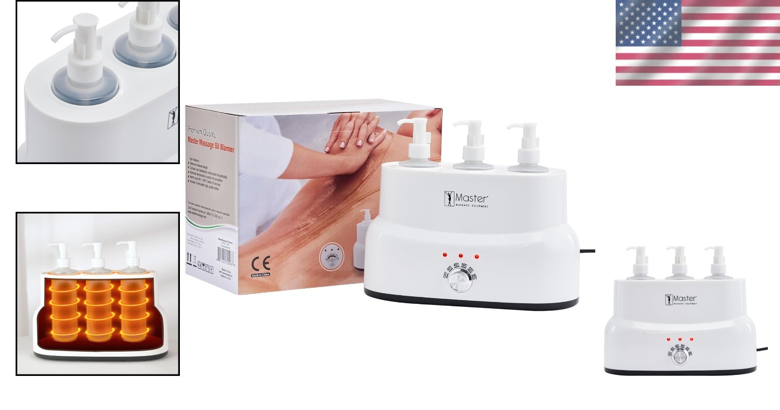 3-Bottle Massage Oil Warmer - Salon Spa Body Therapy