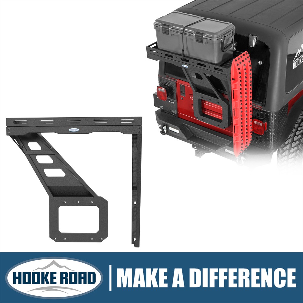 Hooke Road Tailgate Basket Rear Cargo Rack w/ Hinge for Jeep Wrangler TJ 97-06