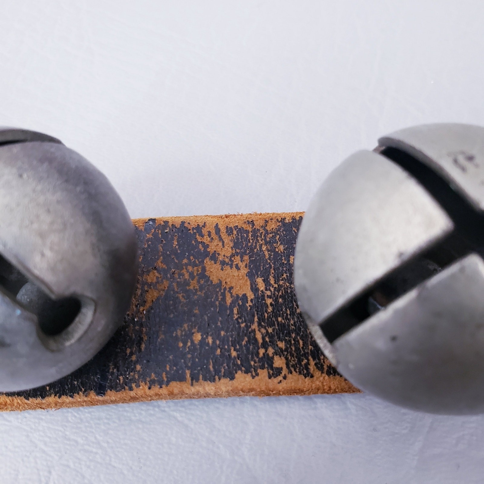 1890's Antique 12 Sleigh Bells On 27" Leather Strap