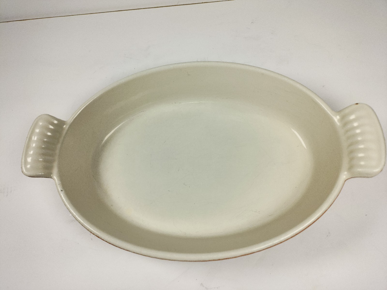 Vintage COUSANCES/Le Creuset #24 Brown Oval Au Gratin Pan Enamelled Cast Iron