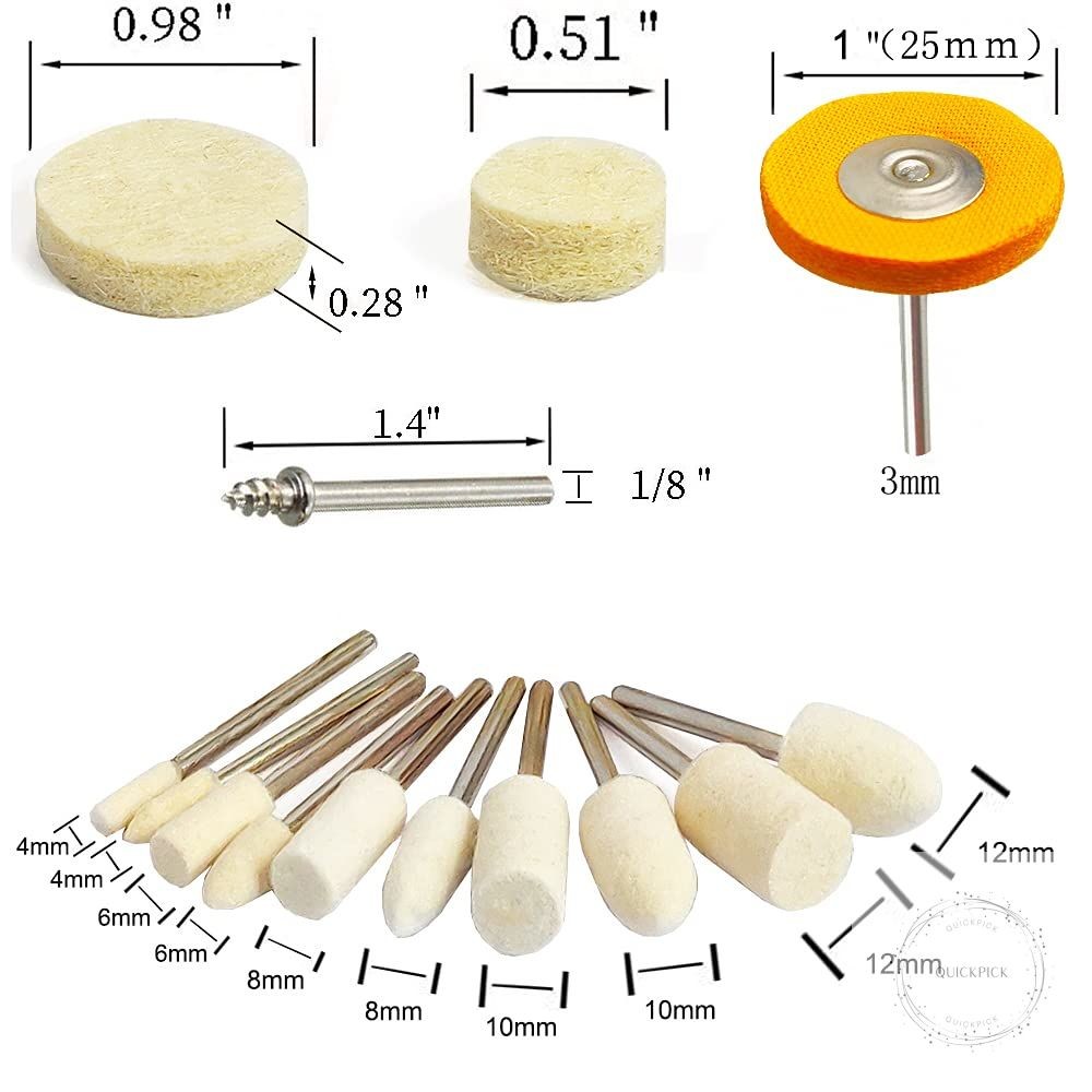 78 Pcs Polishing Buffing Wheel Set for Dremel Polishing Kit Felt Wool Cotton 1/8