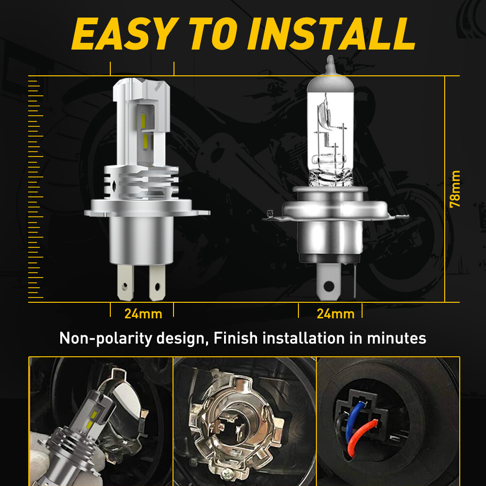 AUXITO H4 9003 HB2 LED Bulb Hi/Lo Beam White Motorcycle Headlight High Power M4