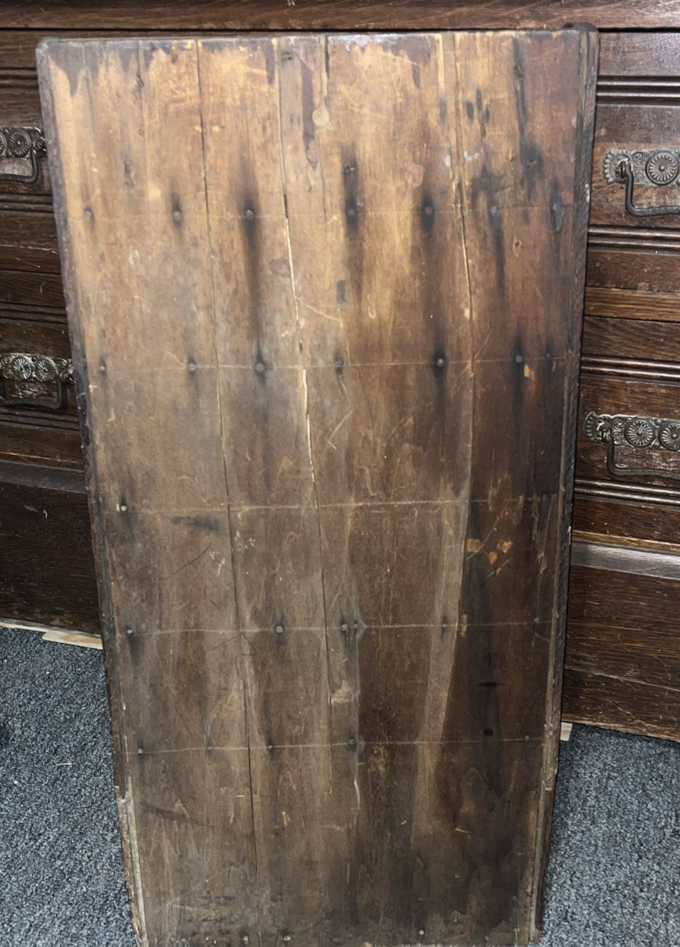 Antique WOOD Cabinet SPICE BOX/ PRIMITIVE /APOTHECARY Divided Drawers & Bread