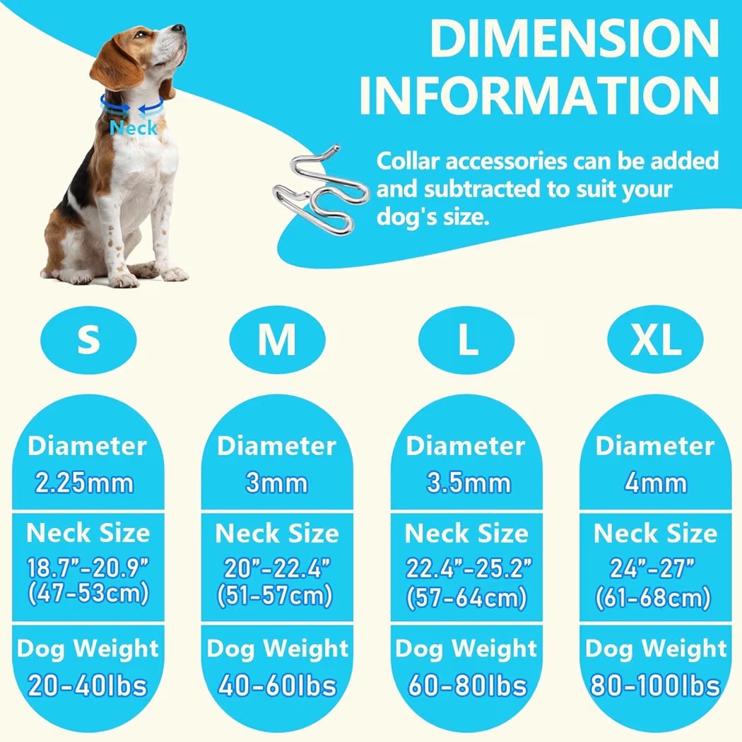 Stainless Steel Dog Collar, Tangle-Free 360° Swivel Collar with Quick-Release...