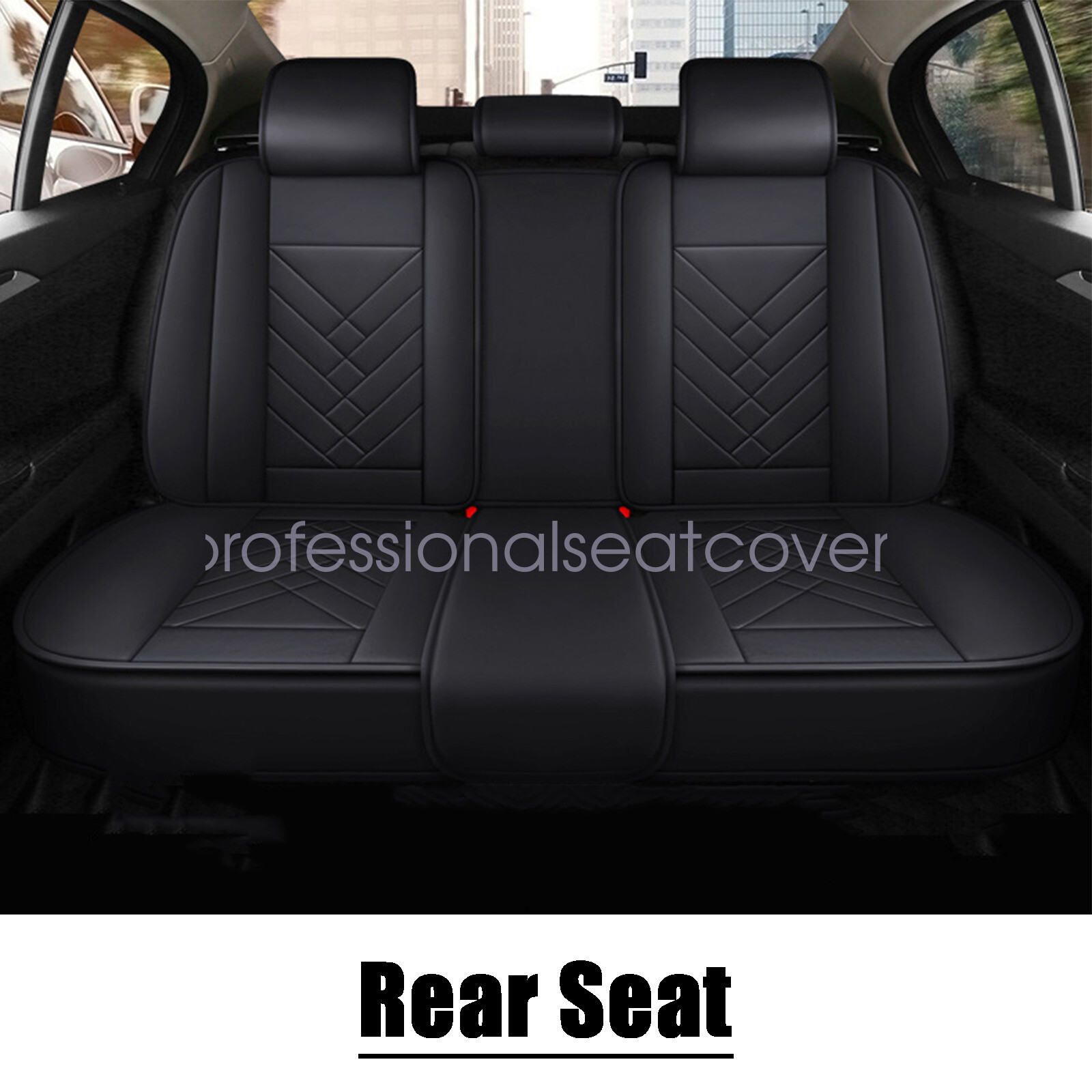 For Ford F-150 Crew Cab 4-Door 2009-2023 Car Faux Leather Front+Rear Seat Cover